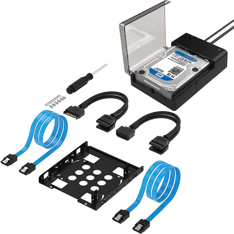  [AUSTRALIA] - 3.5-Inch to x2 SSD / 2.5-Inch Internal Hard Drive Mounting Kit with USB 3.0 to SATA External Hard Drive Lay-Flat Docking Station for 2.5 or 3.5in HDD, SSD
