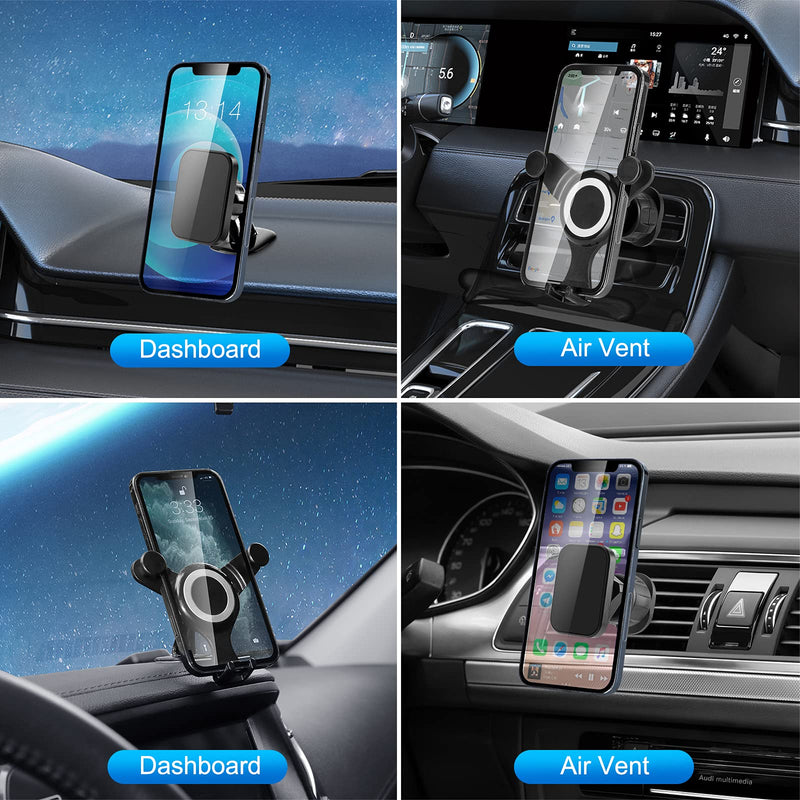 [AUSTRALIA] - Multifunctional Car Phone Holder Mount, Magnetic Car Phone Mount Cradle,Super Stable for Car Dashboard & Air Vent - One Button Release | 4 Usage Method | Upgrade Vent Clip | 2 Set