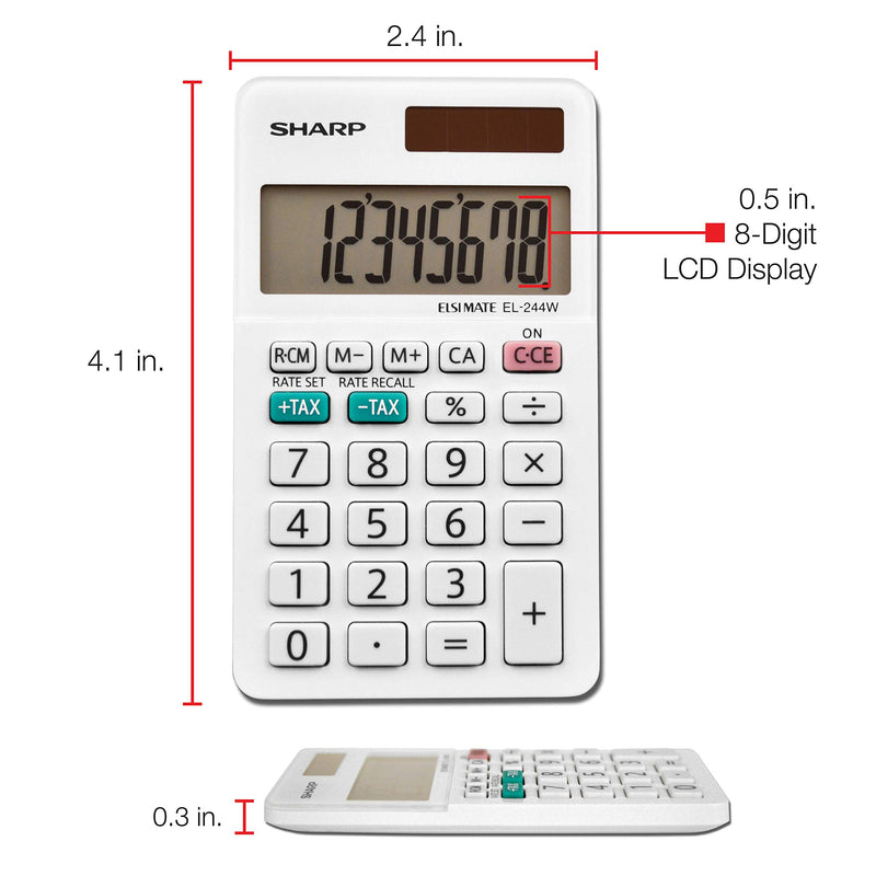 Sharp EL-244WB Business Calculator, White 2.125, 2.38 x 4.06 x 0.31 inches 1 - LeoForward Australia