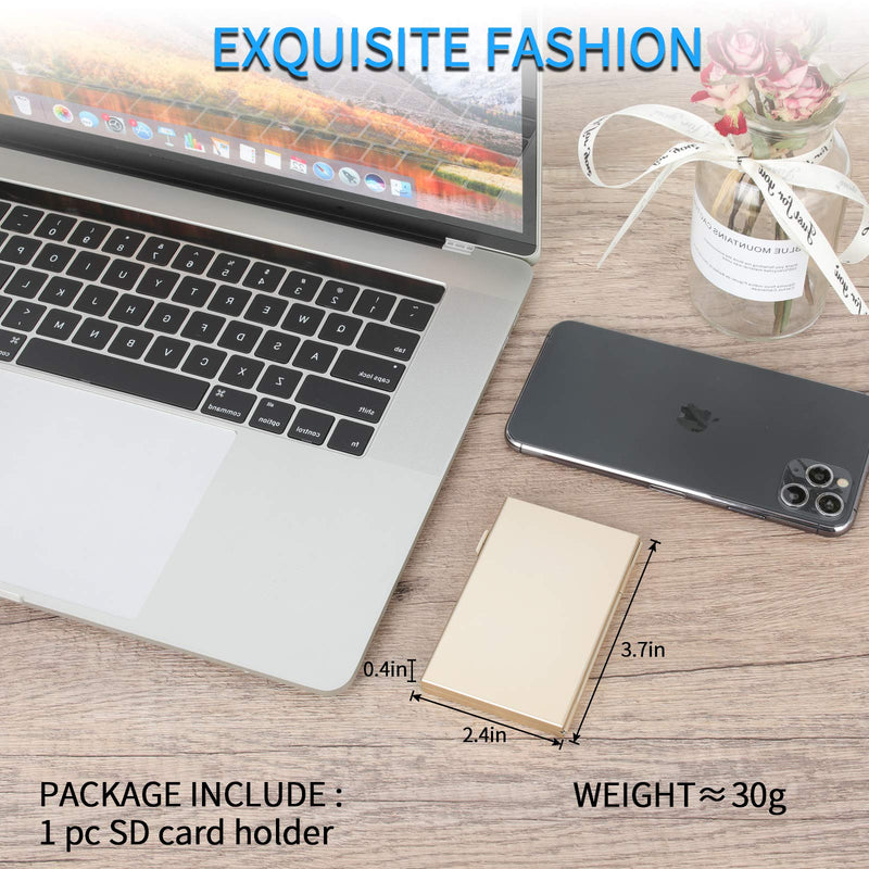 SD Card Holder, SD Card Case,LAVILI CF Memory Card Holder Case Aluminum Alloy Hard Shell, Double-Layer Capacity for 6SD Cards and 12 TF Cards Champaign Gold - LeoForward Australia
