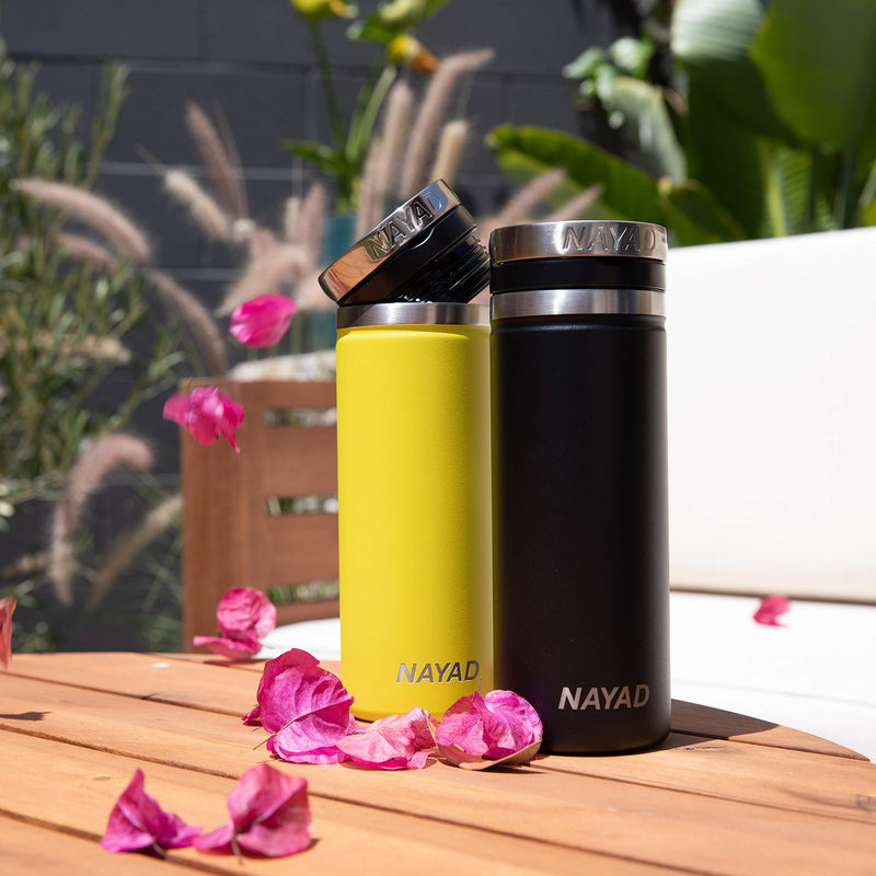  [AUSTRALIA] - Nayad Roamer Stainless Steel Vacuum Insulated Thermos Bottle, Automotive Cup Holder Compatible Travel Coffee Mug Water Bottle with Lid for Iced Cold/Hot Drinks (18 oz, Neon Yellow) 18 oz