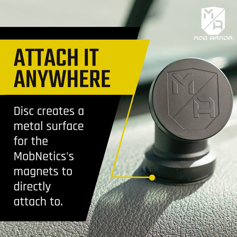  [AUSTRALIA] - Mob Armor Mounting Discs - Compatible with MobNetic Pro 90 & Mob Magnetic Phone Mount for Car - Adhesive Steel Discs for Magnetic Car Phone Mount Vehicle Accessory - (Black 4-Pack) 4 Pack