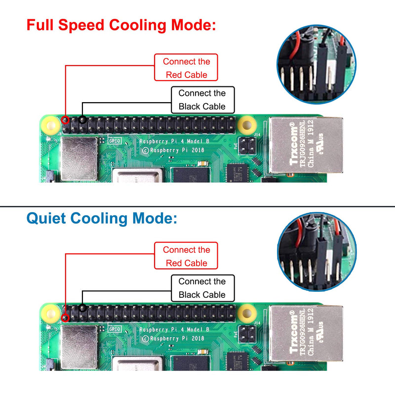  [AUSTRALIA] - Smraza Compatible with Raspberry Pi 4 Fan with 4PCS Aluminum Heatsinks, DC 5V Cooling Fan for Raspberry Pi 4, Fan for Raspberry Pi 4 Model B, 3 B+, Pi 3, Pi 2, Size:30x30mm (Black Fan)