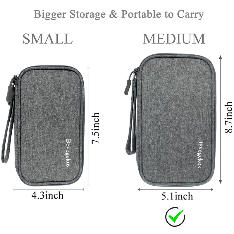  [AUSTRALIA] - Electronics Travel Tech Organizer (2pcs), Portable Carrying Case Bag for Essentials and Accessories (Dark Gray, Two Layers-M) Dark Gray