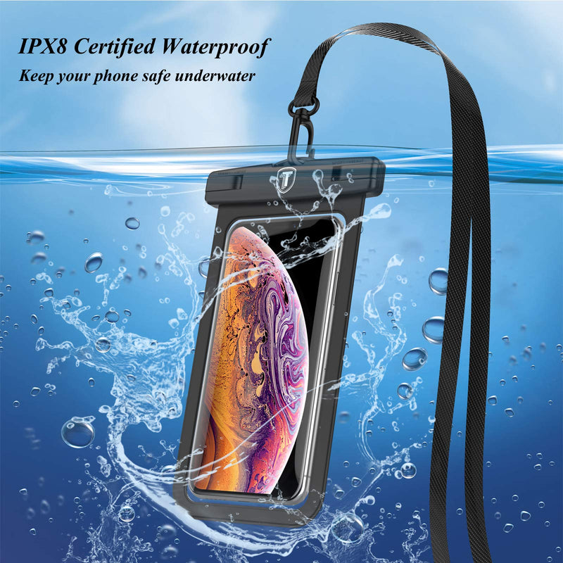  [AUSTRALIA] - Njjex Waterproof Phone Pouch 2-Pack Cell phone Dry Bag Case & Lanyard For Samsung Galaxy Note 20 Ultra S21 Plus S20 S10 S9 S8 A01 A11 A21 A51 A71 A02S A12 A32 A42 A52 iPhone 13 Pro Max 12 11 Xs Xr 8 7 Black (2 Pack)