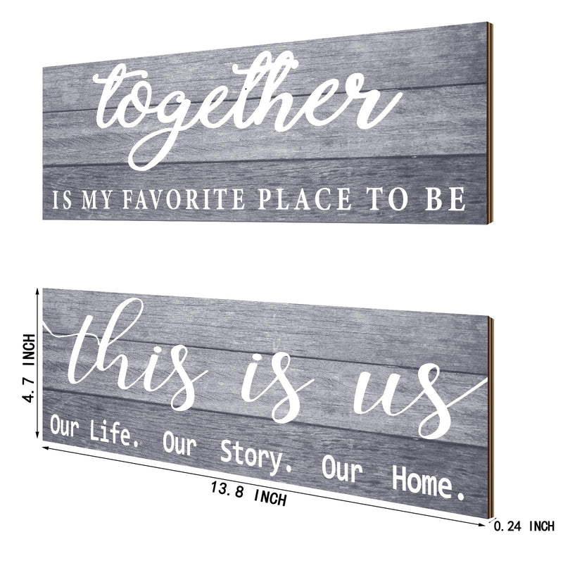  [AUSTRALIA] - 2 Pieces This is Us Our Life Our Story Rustic Print Wood Signs Together Rustic Wooden Wall Art Signs Farmhouse Entryway Signs for Bedroom Living Room Office Decor, 4.7 x 13.8 Inch (Gray) Gray