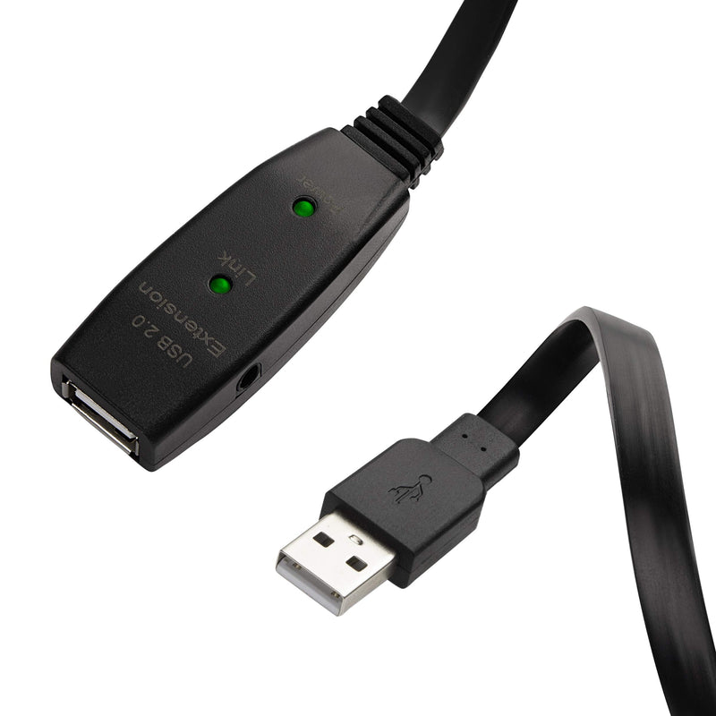  [AUSTRALIA] - MutecPower 33ft (10m) Ultra Flat USB 2.0 Male to Female Cable with extention chipset - USB Active Extension Cable Repeater Cable 33 Feet Ultra Slim Black 10 Meter