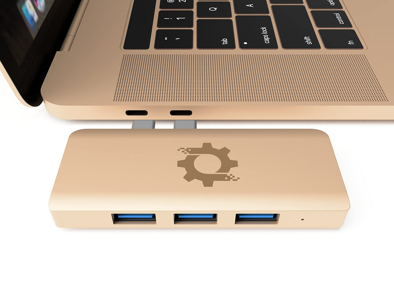NOV8Tech USB C Hub Dongle for MacBook Air M1 2021/2020/2019/2018, 6 in 2 Gold Macbook Multiport Adapter, 100W USB-C Hub Power Delivery PD, 3X USB 3.0, Micro SD/SD Card Readers 6in2 - LeoForward Australia