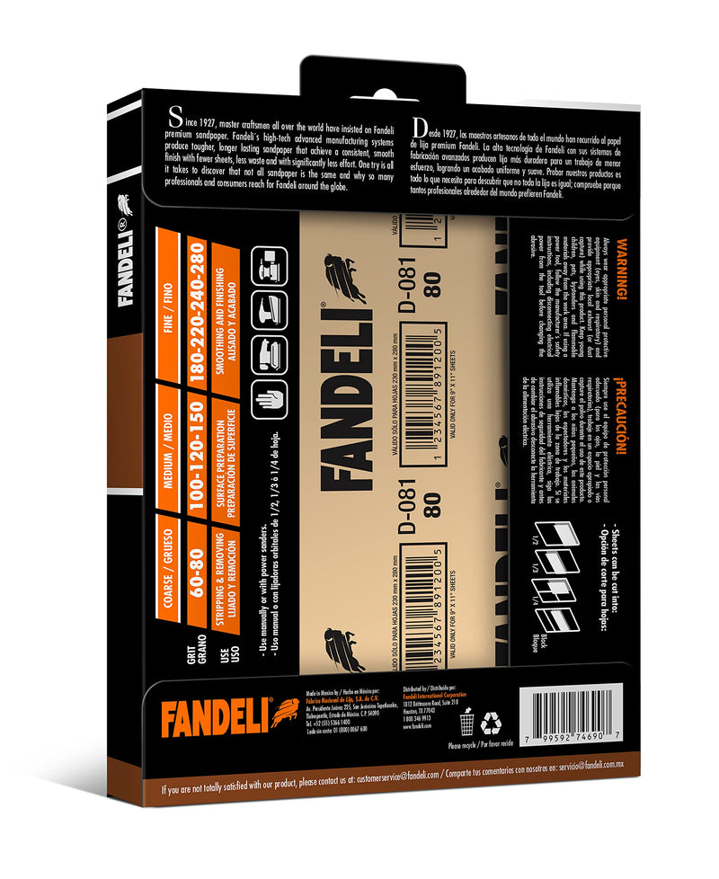  [AUSTRALIA] - Fandeli 36027 220 Grit Multipurpose Sandpaper Sheets, 9" x 11", 25-Sheet 9" by 11"