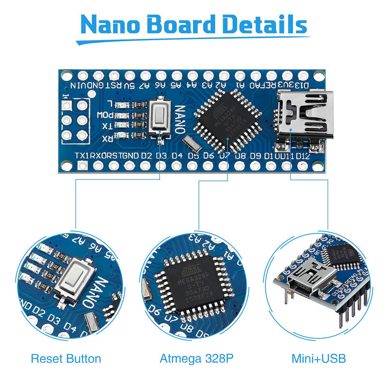  [AUSTRALIA] - Weewooday 6 Pieces Nano Board V3.0 ATmega328P Without Cable Compatible with Arduino Nano V3.0 with Pin Headers Pin Unsoldered