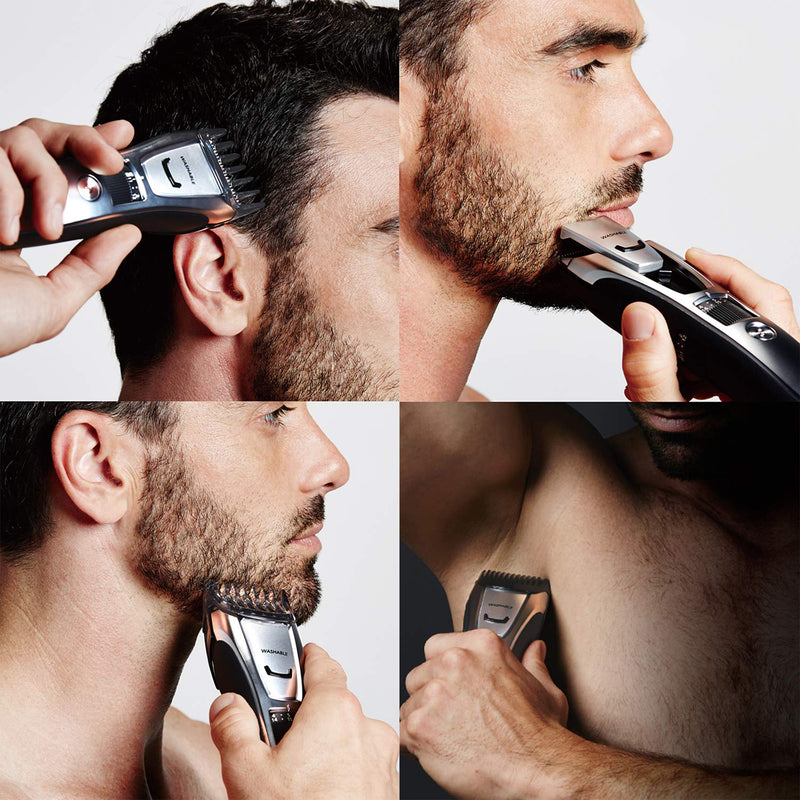 Panasonic Multigroom Beard Trimmer Kit For Face, Head, Body Hair Styling and Grooming, 39 Quick-Adjust Dial Trim Settings, Cordless/Cord, ER-GB80-S, Silver - LeoForward Australia