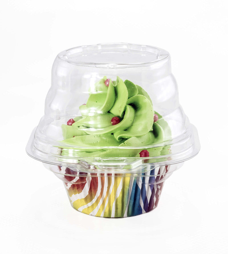 Katgely Individual Cupcake Container - Single Compartment Cupcake Carrier Holder Box - Stackable - Deep Dome - Clear Plastic - BPA-Free- (Pack of 50) - LeoForward Australia