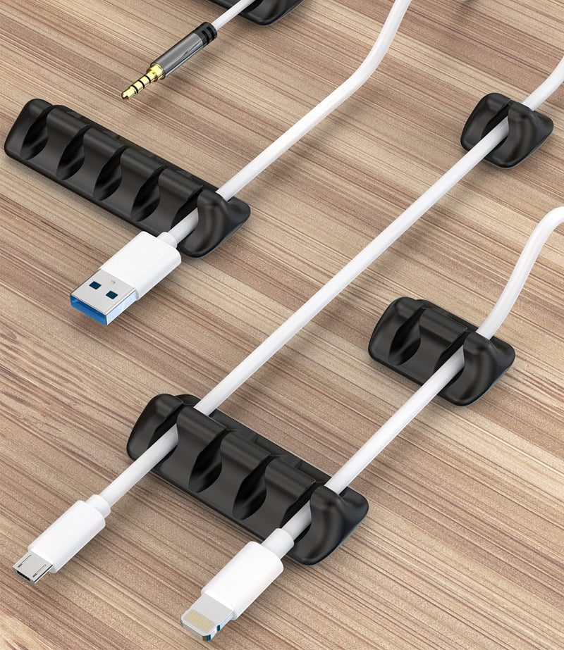  [AUSTRALIA] - YIVEVEN Cable Clips, 5-Pack Multipurpose Cord Organizer, Self-Adhesive Cord Management, Earphone Wire Holder for Home, Office, Cubicle, Car, Desk, Black