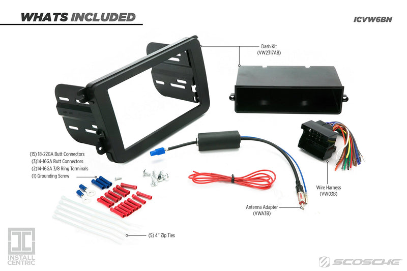 SCOSCHE ICVW5BN Aftermarket Car Stereo Complete Basic Installation Double DIN Dash Kit for 2002-06 Select Volkswagen 2006-15 Complete Installation Kit - LeoForward Australia