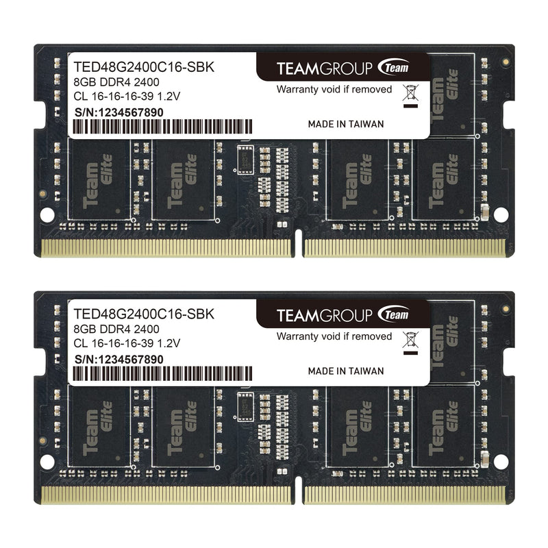  [AUSTRALIA] - TEAMGROUP Elite 16GB Kit (2 x 8GB) DDR4 2400MHz PC4-19200 CL16 Unbuffered Non-ECC 1.2V SODIMM 260-Pin Laptop Notebook PC Computer Memory Module Ram Upgrade - TED416G2400C16DC-S01 16GB Kit (2x8GB)
