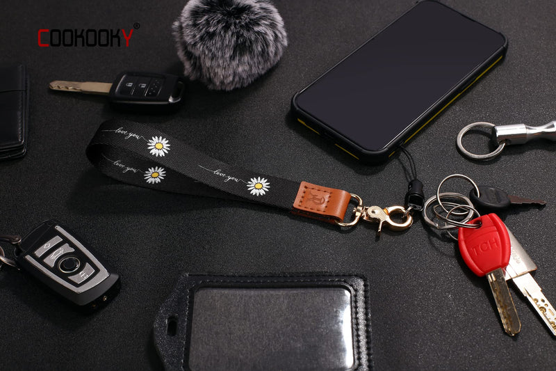  [AUSTRALIA] - Wrist Lanyards Key Chain Holder Premium Quality Wristlet Lanyard Keychain for Women (Black) Black