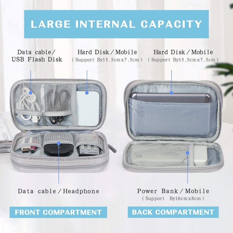  [AUSTRALIA] - FYY Electronic Organizer, Travel Cable Organizer Bag Pouch Electronic Accessories Carry Case Portable Waterproof Double Layers All-in-One Storage Bag for Cable, Cord, Charger, Phone, Earphone Grey Double Layer-S