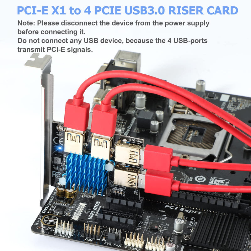  [AUSTRALIA] - ACTIMED PCI-E Splitter 1 to 4 PCI Express USB Port Riser Card / PCIE X1, X4, X8, X16 Slots GPU Riser / USB 3.0 Adapter Multiplier Card / Upgraded Cooler / for Bitcoin Mining Miner PCIE Splitter 1 to 4 PCI-E USB