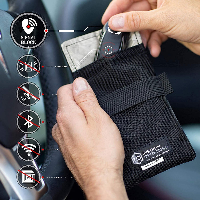  [AUSTRALIA] - Mission Darkness Faraday Bag for Keyfobs (2-Pack) // RF Shielding Protective Case for Smart Always On Keys Fobs Transmitters Small Electronics Vehicle Security Anti-Hacking Block Signal Relay