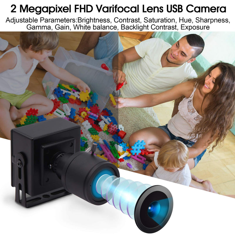  [AUSTRALIA] - 2.8-12mm Varifocal Lens USB Camera High fps Full HD 1080p Web Camera with CMOS OV2710 Image Sensor,640X480@100fps USB2.0 Webcam Manual Zoom&Focus USB with Camera UVC for Use in Linux Windows Android 2.8-12mm varifocal lens