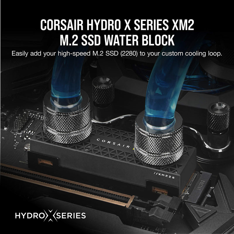  [AUSTRALIA] - Corsair Hydro X Series XM2 M.2 SSD Water Block - Add Your M.2 SSD to a Custom Cooling Loop - Copper Cold Plate - Easy Installation Black