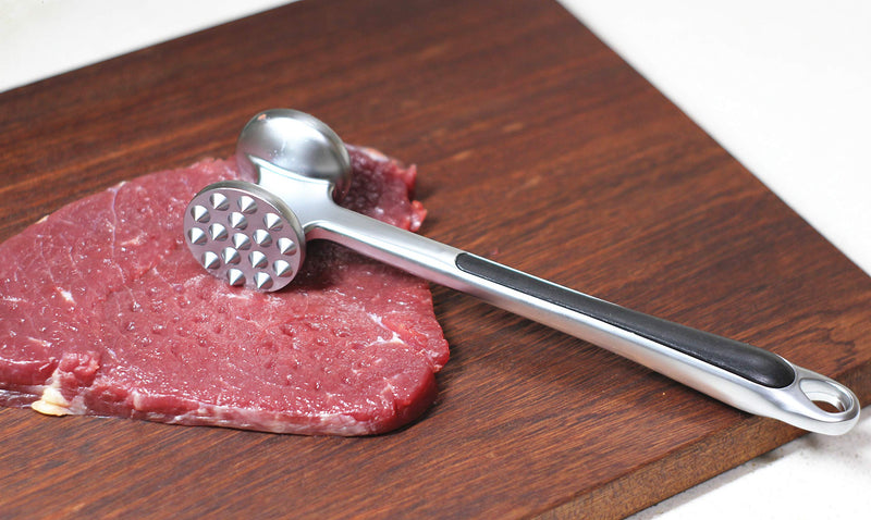  [AUSTRALIA] - JACHI Meat Tenderizer Double Sides Nails Premium Food Grade Zinc Alloy Solid Meat Hammer Meat Mallet, 8.7 inch … Silver