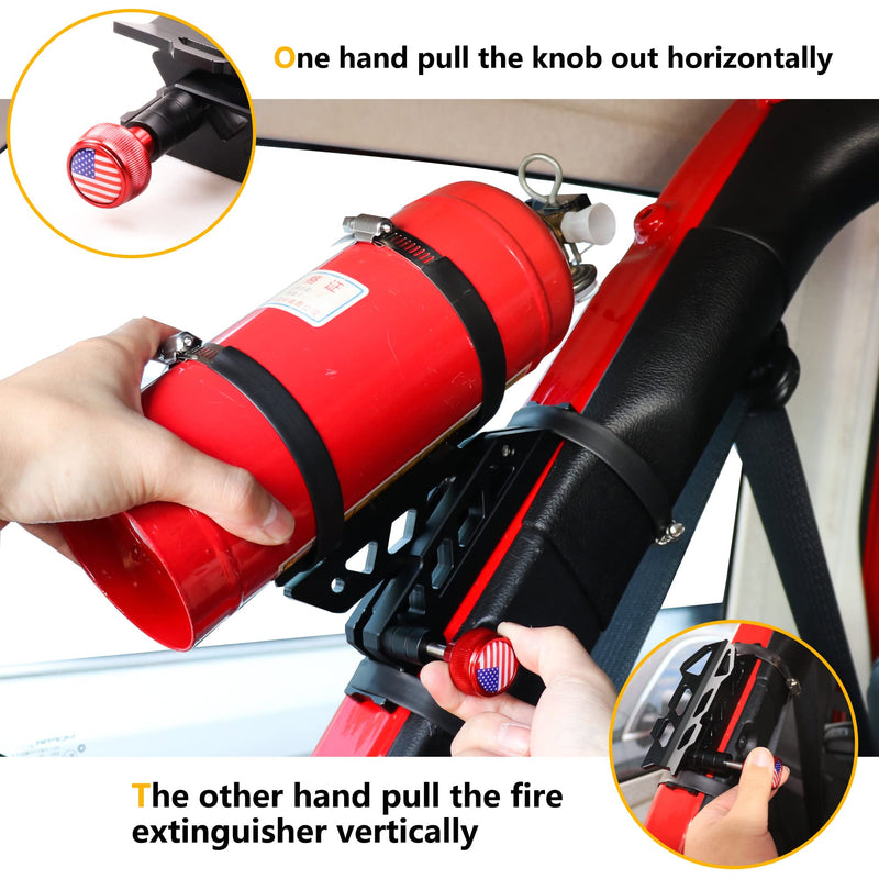  [AUSTRALIA] - Bestaoo Adjustable Roll Bar Fire Extinguisher Mount Holder for Jeep Wrangler TJ JK JKU JL UTV Polaris RZR Ranger Camper Van, Aluminum, Quick Release, Upgrade