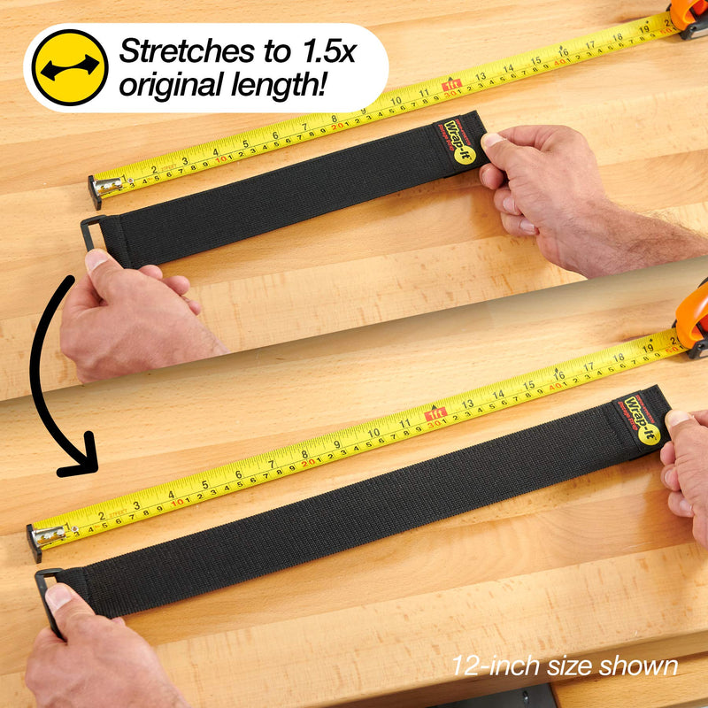  [AUSTRALIA] - Super-Stretch Wrap-It Storage Straps, 9" (10 Pack) - Elastic Hook and Loop Cinch Straps - Extension Cord Organizer, Hose Strap, Cable Straps, Tool Strap, Cord Wrap, Cord Keeper and Cable Storage 9" (10 Pack) Black