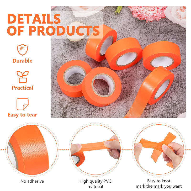  [AUSTRALIA] - 6 Pieces Flagging Tape Plastic Ribbon Multipurpose Neon Marking Tape 1 Inch Wide Non-Adhesive Tape for Boundaries and Hazardous Areas, Home and Workplace Use (Fluorescent Orange,1 Inch) Fluorescent Orange