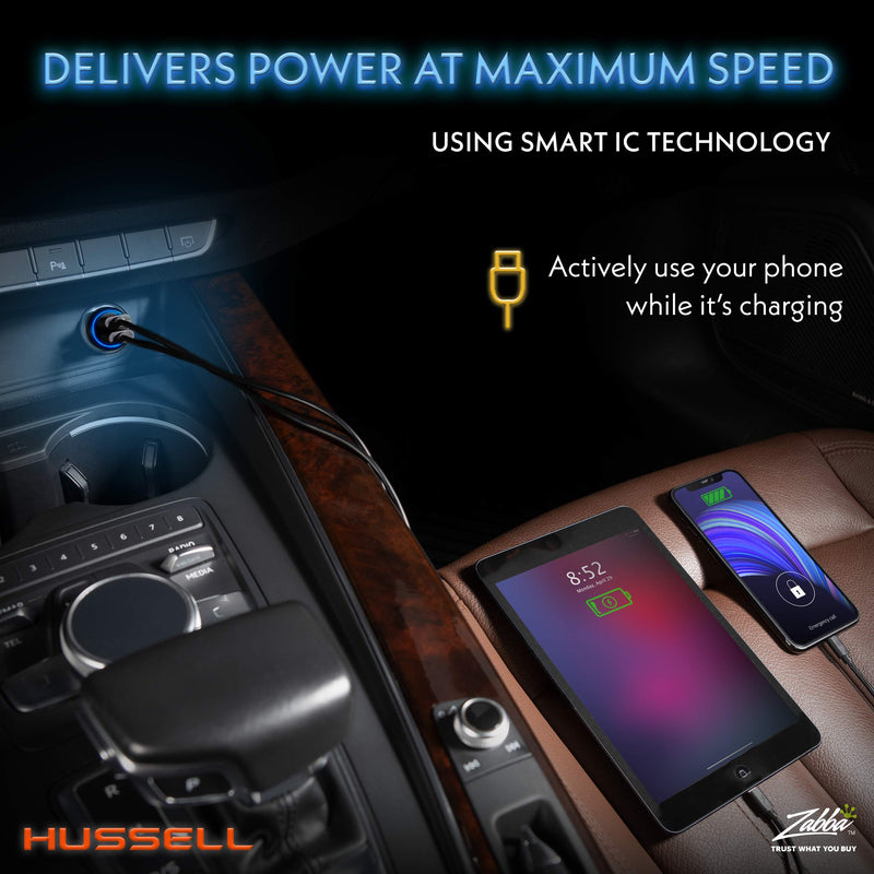 Car Charger Adapter, Metal USB Car Charger by HUSSELL - High Performance Aluminum 2 Port Car Phone Charger, Fast Charge 3.0 + 6A/36W - Compatible w/ iPhone Android & Any Cell Phone - LeoForward Australia