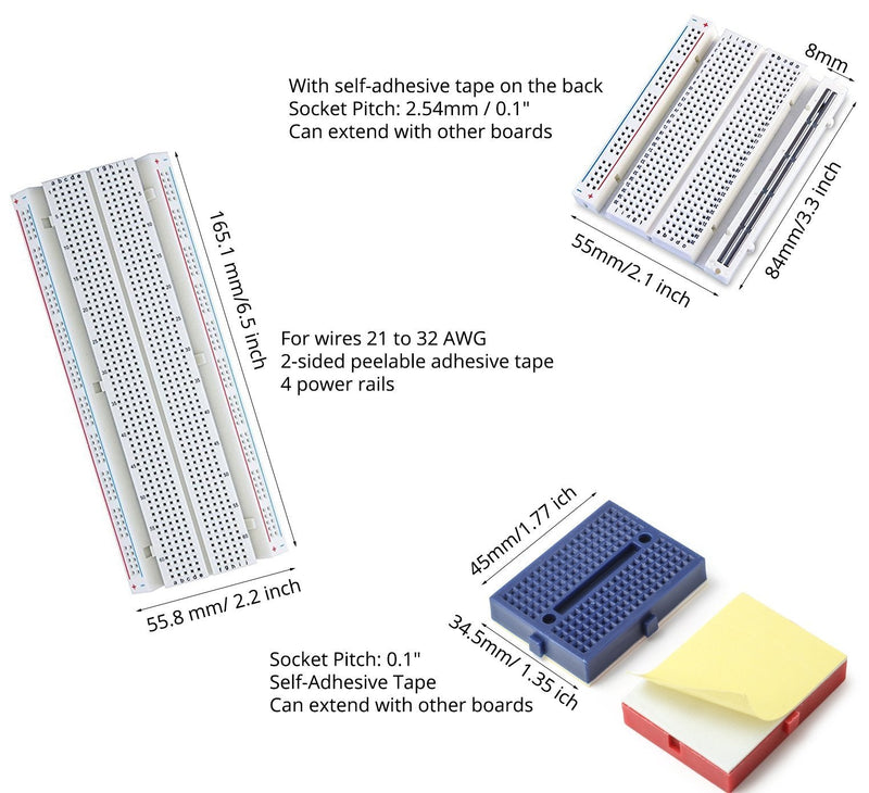  [AUSTRALIA] - DEYUE Solderless Prototype Breadboard | 1x830 tie in Point Breadboard 2x400 tie in Points Circuit Boards 6x170 tie Points Mini Modular breadboard Kit