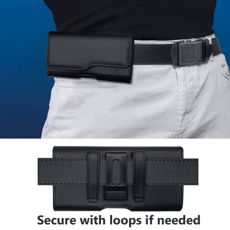  [AUSTRALIA] - DeBin Holster for iPhone 14, 14 Pro, 13, 13 Pro, 12, 12 Pro, 11, 11 Pro, Xs, X, Xr Cell Phone Belt Holder Case with Belt Clip Leather Pouch Cover Built in ID Credit Card Slot (Fits Phone with Case)