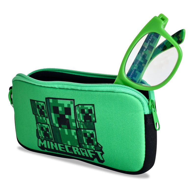 Minecraft Blue Light Blocking Glasses for Kids with Case Boys Computer Video Gaming Glasses Age 2-10 Eyewear Protection (Green/Black) Green/Black - LeoForward Australia