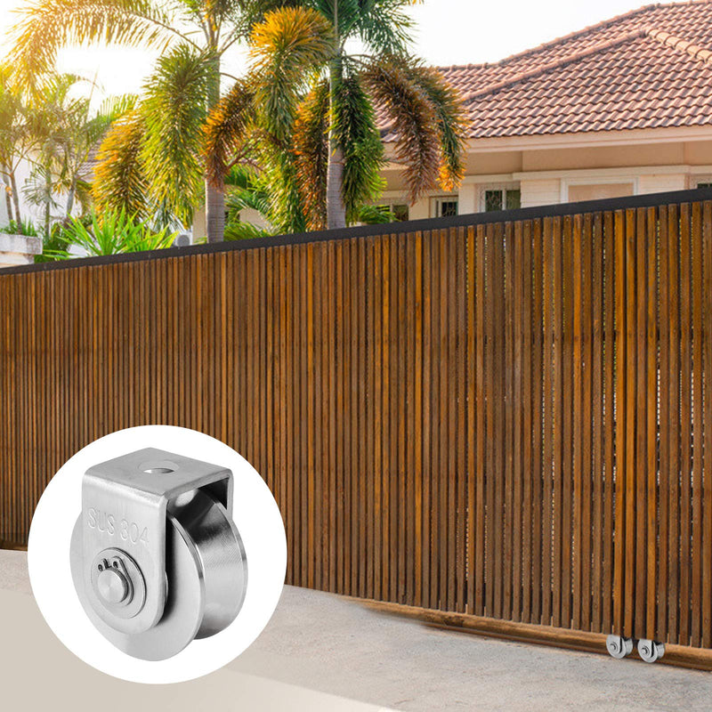  [AUSTRALIA] - 2in V Groove Wheel, Stainless Steel Pulley Roller Duplex Bearing Super-Silent Sliding Gate Roller Wheel, Heavy Duty Traction Wheel for Home Gym Wire Rope Rail Sliding Gate Material Handling and Moving