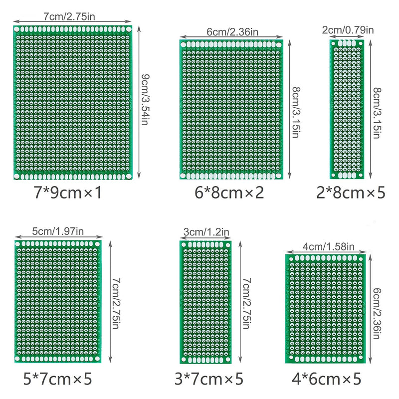  [AUSTRALIA] - 75 pieces hole grid plate kit, 23 double-sided PCB board circuit board hole grid board hole board, 20 pieces male female and right angle pin header, 8 pieces 2P & 3P screw terminal block with tools full version