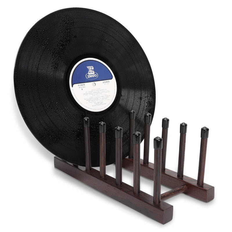  [AUSTRALIA] - NUSWOR Vinyl Record Cleaning Supporting Drying Rack, CD and Album Display/Storage Holder, Wenge Wood Stand That can Stack up 36 Discs of 7" 10''12", Practical LP Organizer/Turntable Accessories