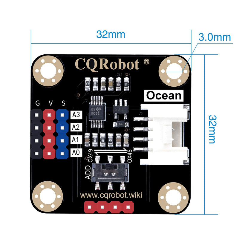  [AUSTRALIA] - CQRobot Ocean: ADS1115 16-Bit Sensor Analog Signal and Digital Signal Acquisition or Conversion ADC Module. 3.3V to 5V, I2C Interface, Compatible with Arduino, Raspberry Pi and Other Motherboards.