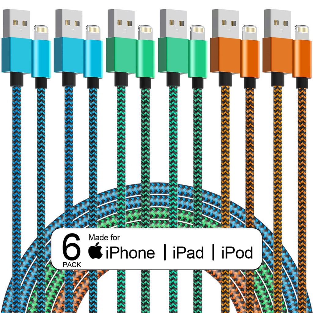  [AUSTRALIA] - [Apple MFi Certified] 6 Pack iPhone Charger, 2.9/2.9/6/6/10/10 FT WZK USB Lightning Cable Compatible iPhone 14 13 12 11 Pro Max XR XS X and More