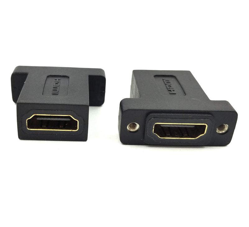 HDMI Coupler Adapter Connector, Poyiccot (2-Pack) Golden Plated HDMI Female to Female Inline Straight Coupler with Screw Panel Black - LeoForward Australia