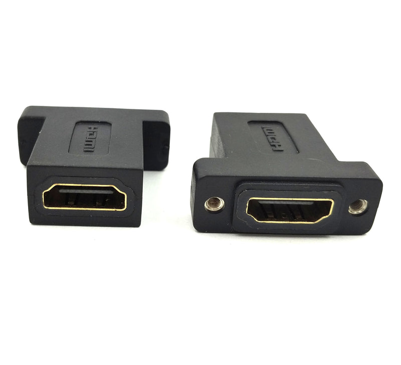  [AUSTRALIA] - HDMI Coupler Adapter Connector, Poyiccot (2-Pack) Golden Plated HDMI Female to Female Inline Straight Coupler with Screw Panel Black