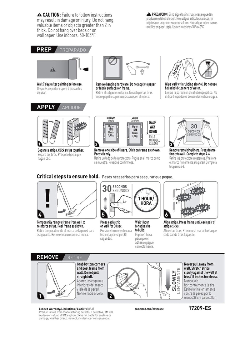  [AUSTRALIA] - Command Picture Hanging Strips, 16 Pairs: 8-Medium, 8-Large Pairs, Easy to Open Packaging Medium & Large White