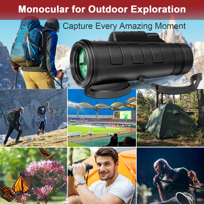  [AUSTRALIA] - 40x60 Monocular Telescope for Smartphone - Monoculars for Adults High Powered High Definition Low Light Night Vision with Compass Tripod & Phone Adapter for Wildlife Bird Watching Hunting Hiking