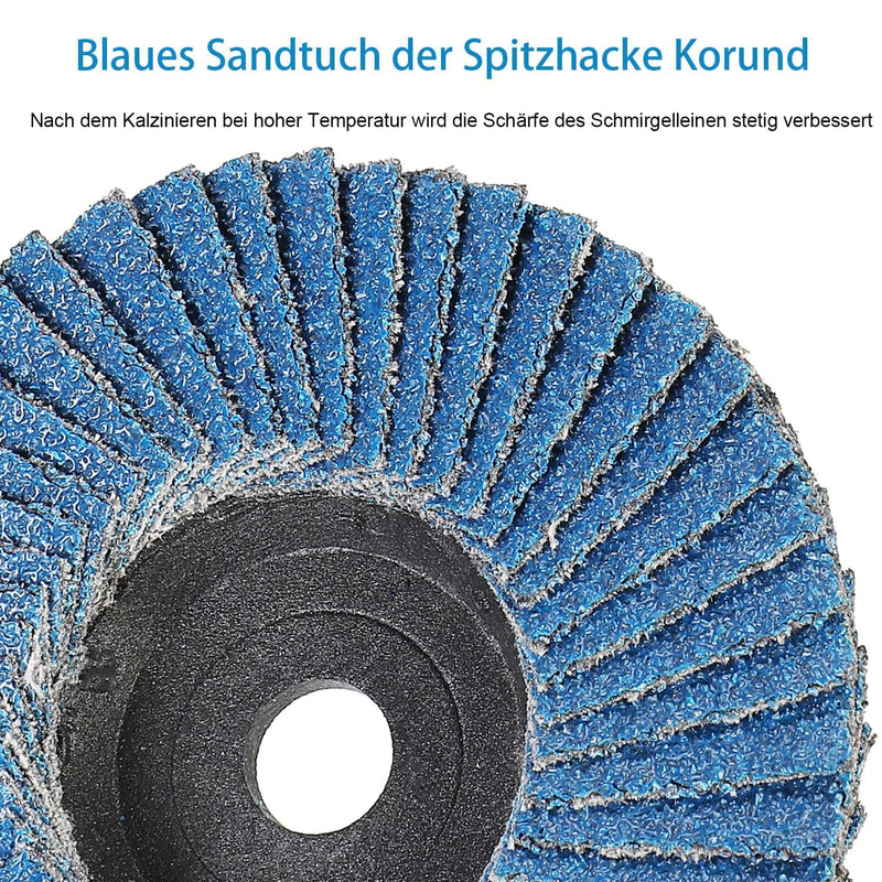  [AUSTRALIA] - Pack of 8 serrated discs, flap discs, sanding discs, sanding mop plates, diameter 76 mm x 10 mm, grain 40/60/80/120, mix set of slats, sanding disc, sanding mop, flap disk for 10.8-12 V angle grinder, blue