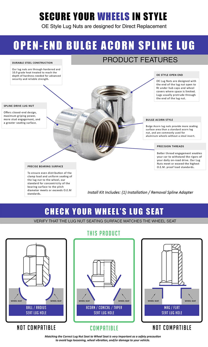  [AUSTRALIA] - Wheel Accessories Parts Install Kit - OE Car Spline - 7/16 (5 Lug)(Lugs Only)