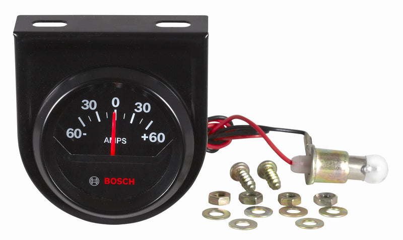  [AUSTRALIA] - Bosch SP0F000059 2" Style Line Ammeter Gauge (Black Dial Face, Black Bezel)