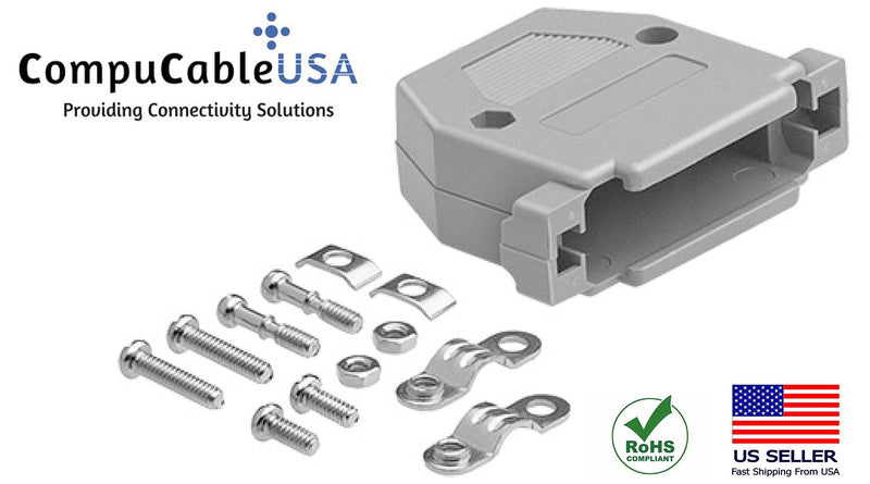  [AUSTRALIA] - CompuCablePlusUSA.com Best DB25 Male Solder Cup Connector with Plastic Hood DIY kit. A Complete DB25 Male Solder Type DIY Set to fix/Make/assemb Your own DB25 Cable.