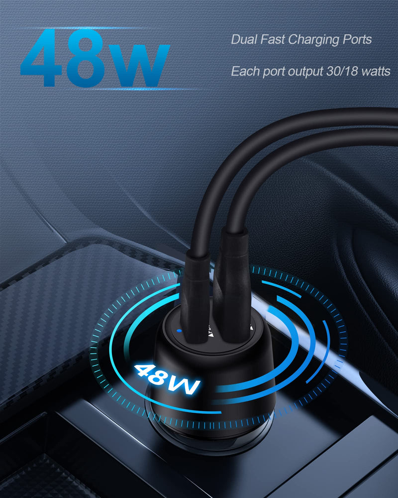  [AUSTRALIA] - Fast iPhone Car Charger Usbc, Dual Port USB C & A USB Cigarette Lighter Adapter 12 V USB Plug Outlet Automobile Cell Phone Car Block Super Fast Charging Android Cargador for Samsung Apple Type C Car