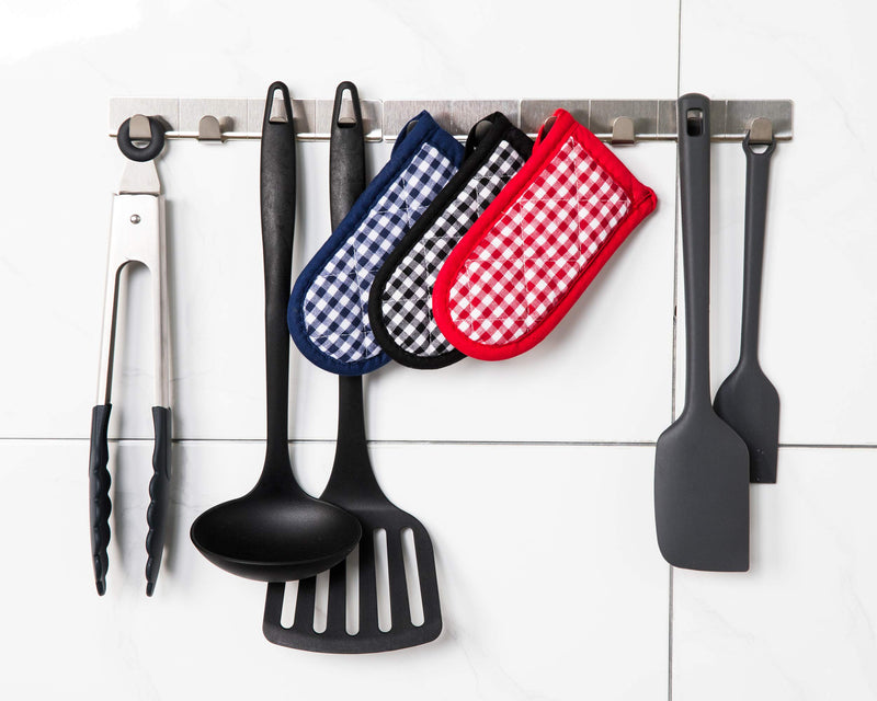  [AUSTRALIA] - Striped Cast Iron Skillet Handle Cover, Durable Pot Holder Sleeve, Heat Resistant Machine Washable Handle Mitts, 2 PCS Black Pan Handle Sleeves