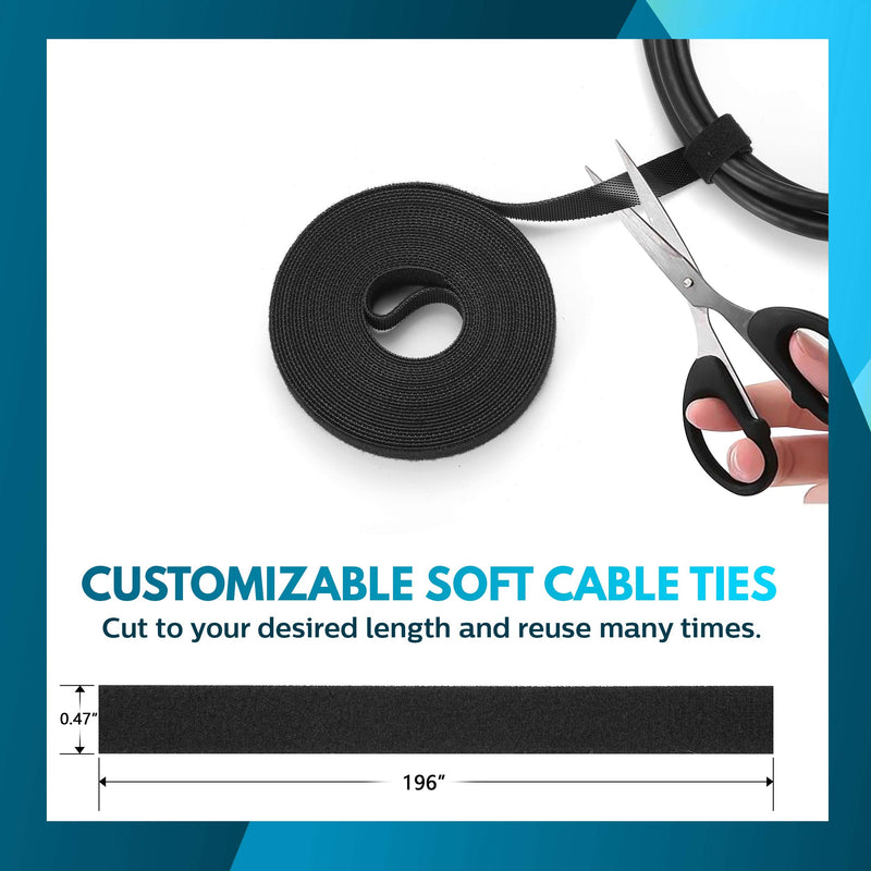  [AUSTRALIA] - 117 PCS Cable/Cord Management Kit, 5 x Cable Sleeve with Zipper, 1 x 1.5m Roll Cable Sleeve Cover, 10pcs and 1 x Roll Self Adhesive tie, 100 x Fastening Cable Ties for Home and Office