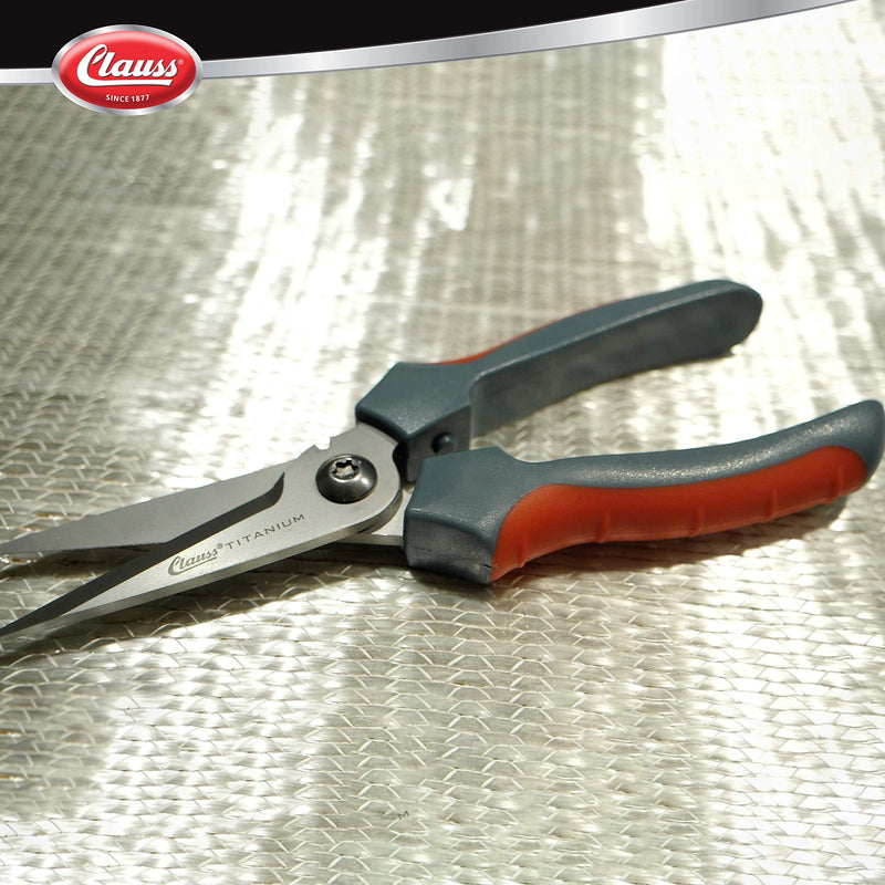  [AUSTRALIA] - Clauss 8" Titanium Snips with Wire Cutter, Spring-Assist, Serrated Blades, Gray (18039)